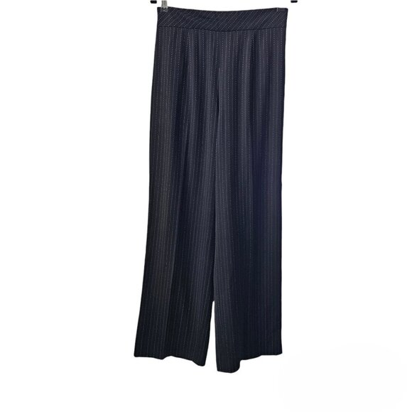 Escada Pure New Wool Pin Stripe Black And White High Waist Trouser Pants - Picture 1 of 11